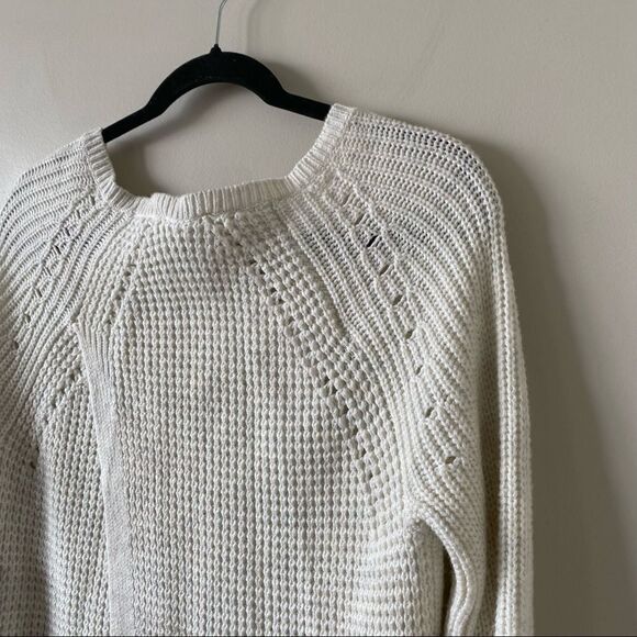 Trouvé-Chunky Knit Ivory/Grey Split Back Sweater - Picture 9 of 14